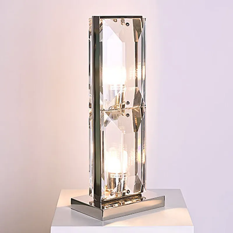 Luxury bright pyramid blocks crystal glass table lamp